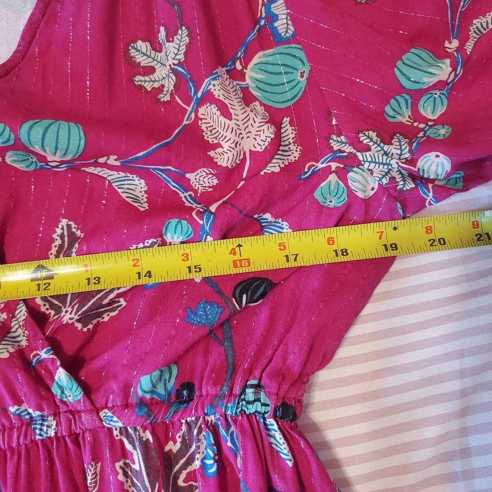 Anna Kay Ovida Floral Pink and metallic Midi Dress Size L Resort Boho Cocktail - Picture 11 of 11